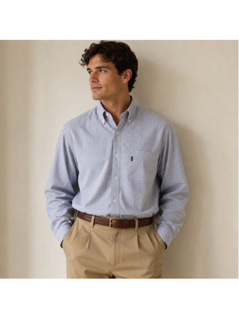 Barbour Light Blue Plaid Cotton Button Down Casual Preppy Shirt XL